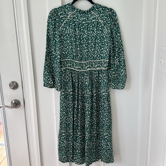 BA&SH Esmee Printed Midi Dress - Green Size 1/S - Picture 10 of 14